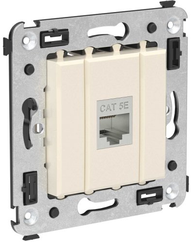 Розетка компьютерная экранированная без рамки DKC Avanti 1-м. RJ45 5е ванильная дымка картинка